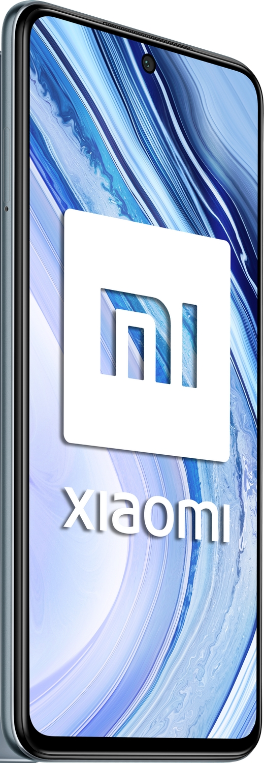 Teléfono Xiaomi azul, logotipo Xiaomi blanco y la palabra Xiaomi.