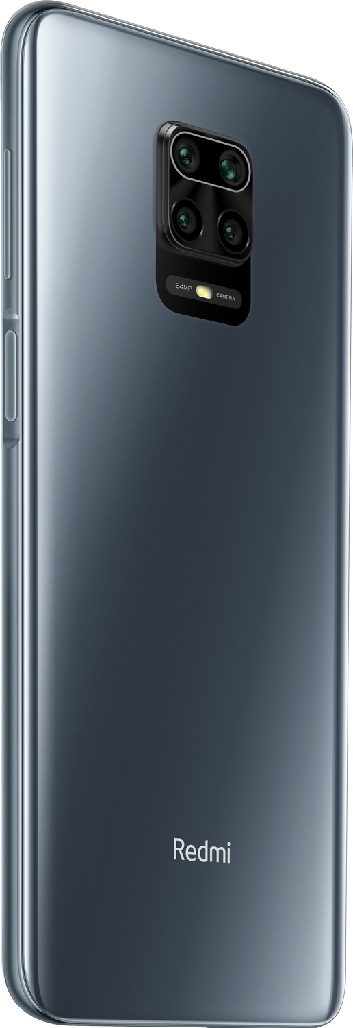 Un teléfono Redmi gris oscuro. Cuenta con una matriz de cámara y el logotipo de Redmi en la parte posterior.