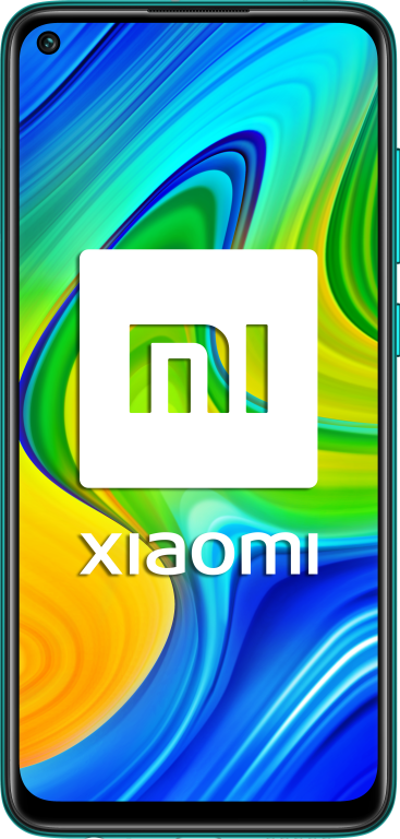 Un teléfono Xiaomi que muestra el logotipo de Xiaomi sobre un fondo colorido.
