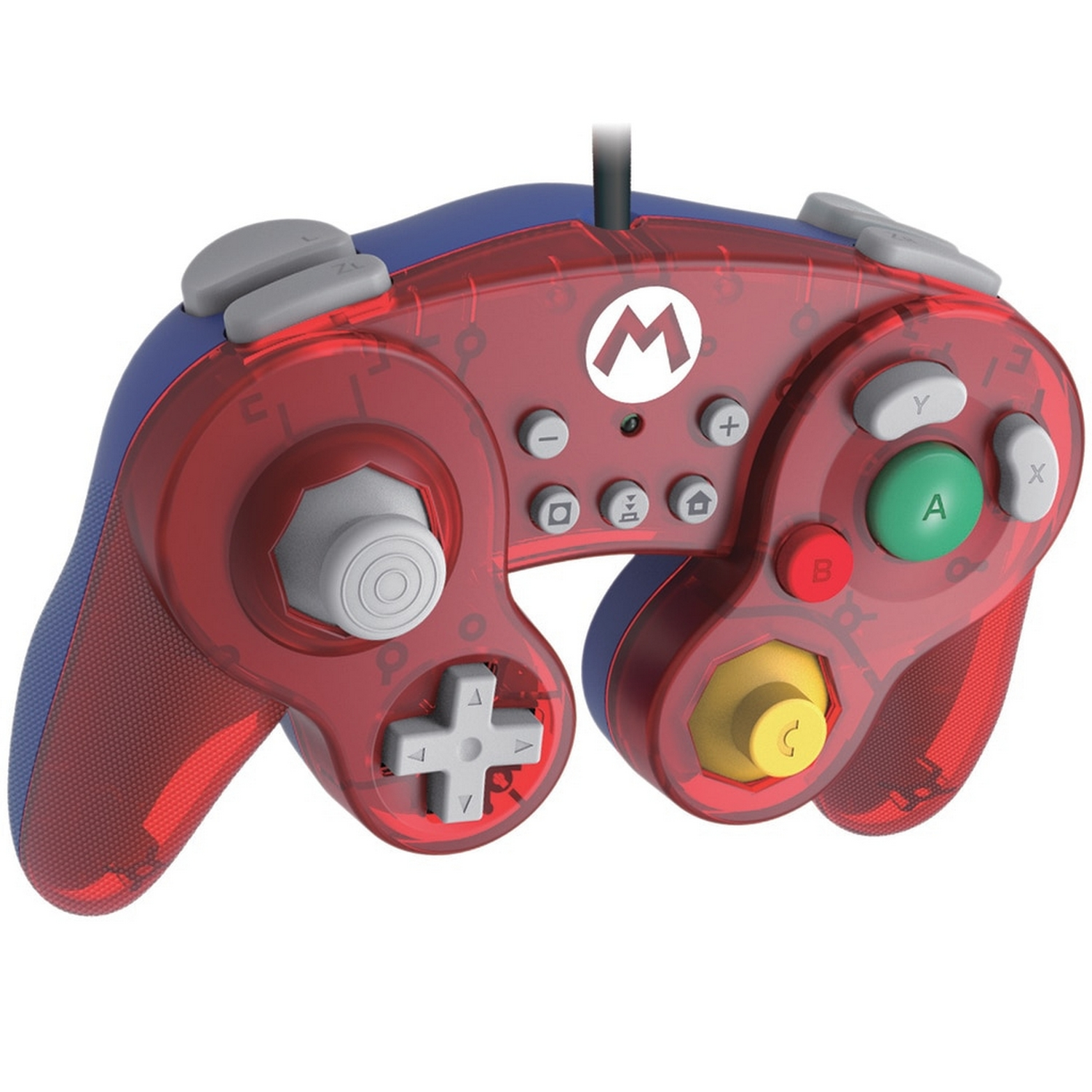 Mando - Hori Battle Pad, Modelo Mario, Con Cable, Para Nintendo Switch, Función turbo con 3 ajustes, Rojo