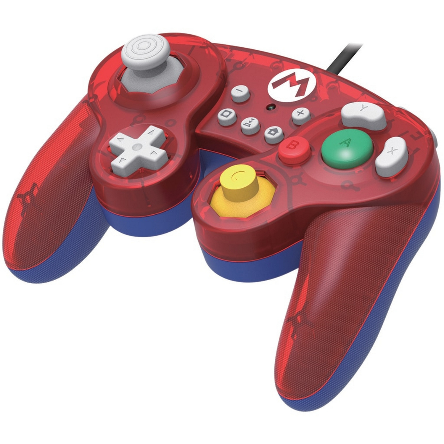 Mando - Hori Battle Pad, Modelo Mario, Con Cable, Para Nintendo Switch, Función turbo con 3 ajustes, Rojo