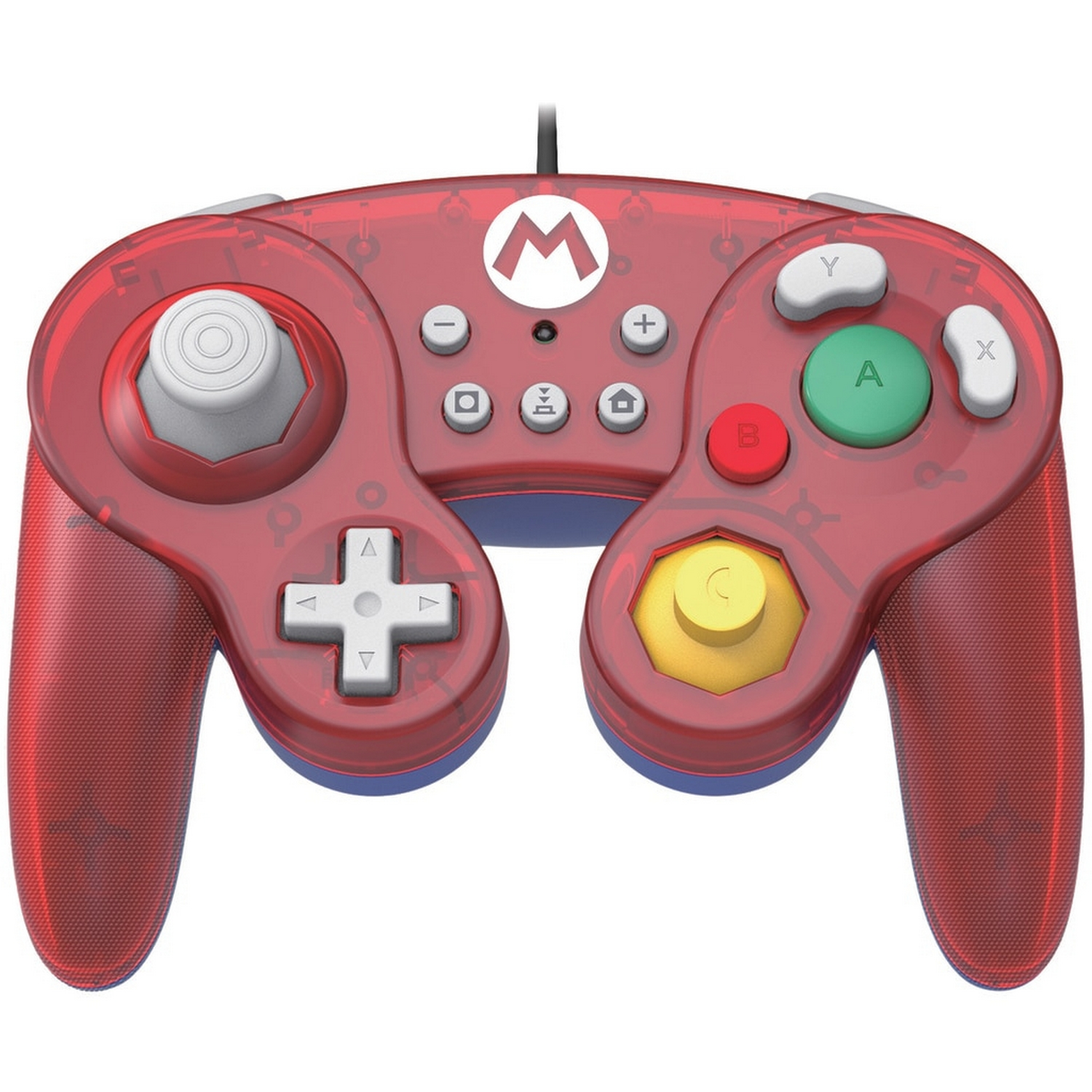 Mando - Hori Battle Pad, Modelo Mario, Con Cable, Para Nintendo Switch, Función turbo con 3 ajustes, Rojo