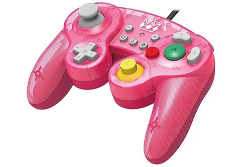 Mando - Hori Battle Pad, Modelo Peach, Con Cable, Para Nintendo Switch, Función turbo con 3 ajustes, Rosa