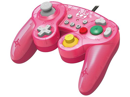 Mando Nintendo Switch - Hori Battle Pad, Modelo Peach, Con Cable, Para Nintendo Switch, Función turbo con 3 ajustes, Rosa