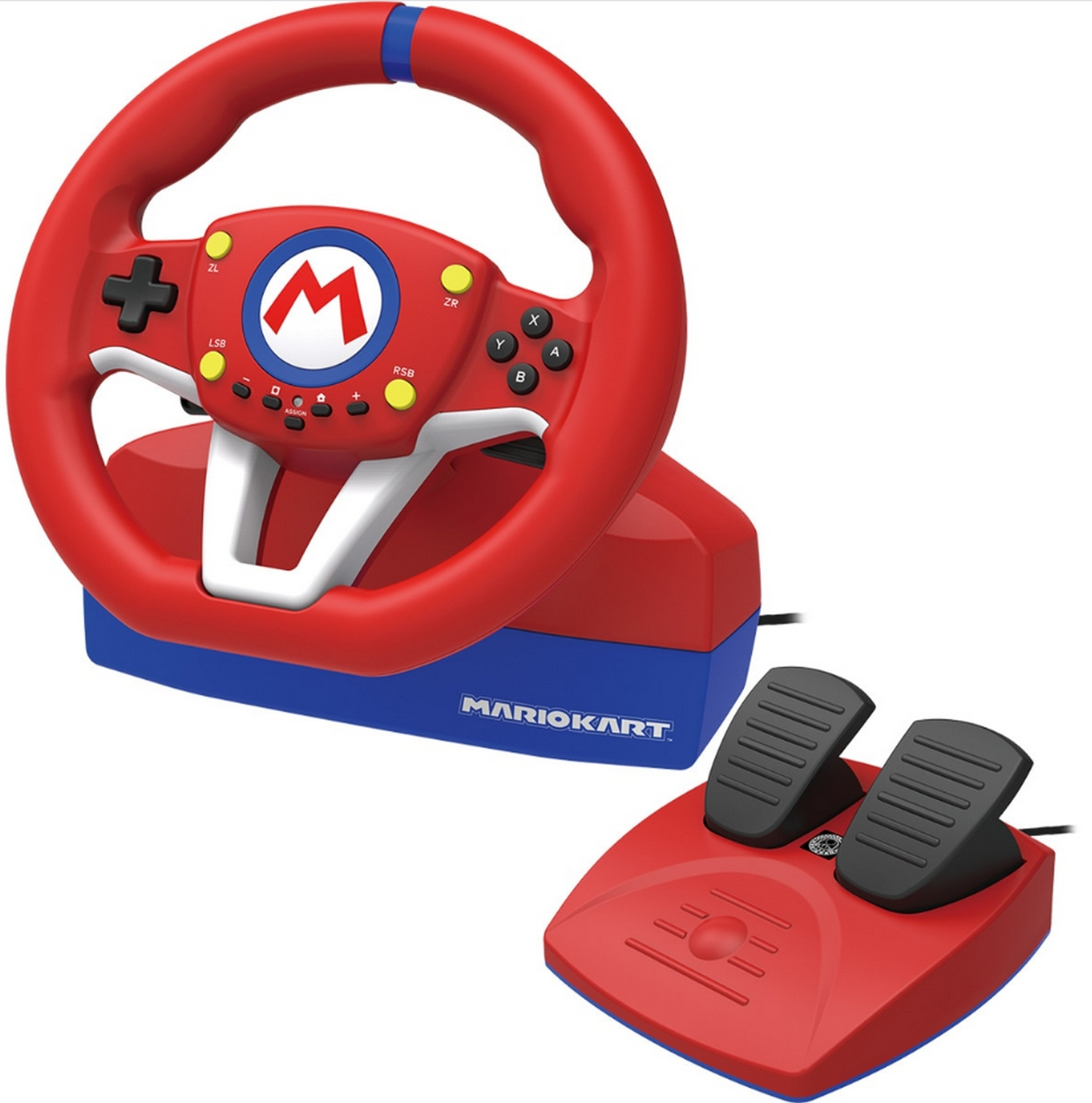 Volante - Hori Mario Kart Racing, Para Nintendo Switch, Pedales, USB, LED, Rojo