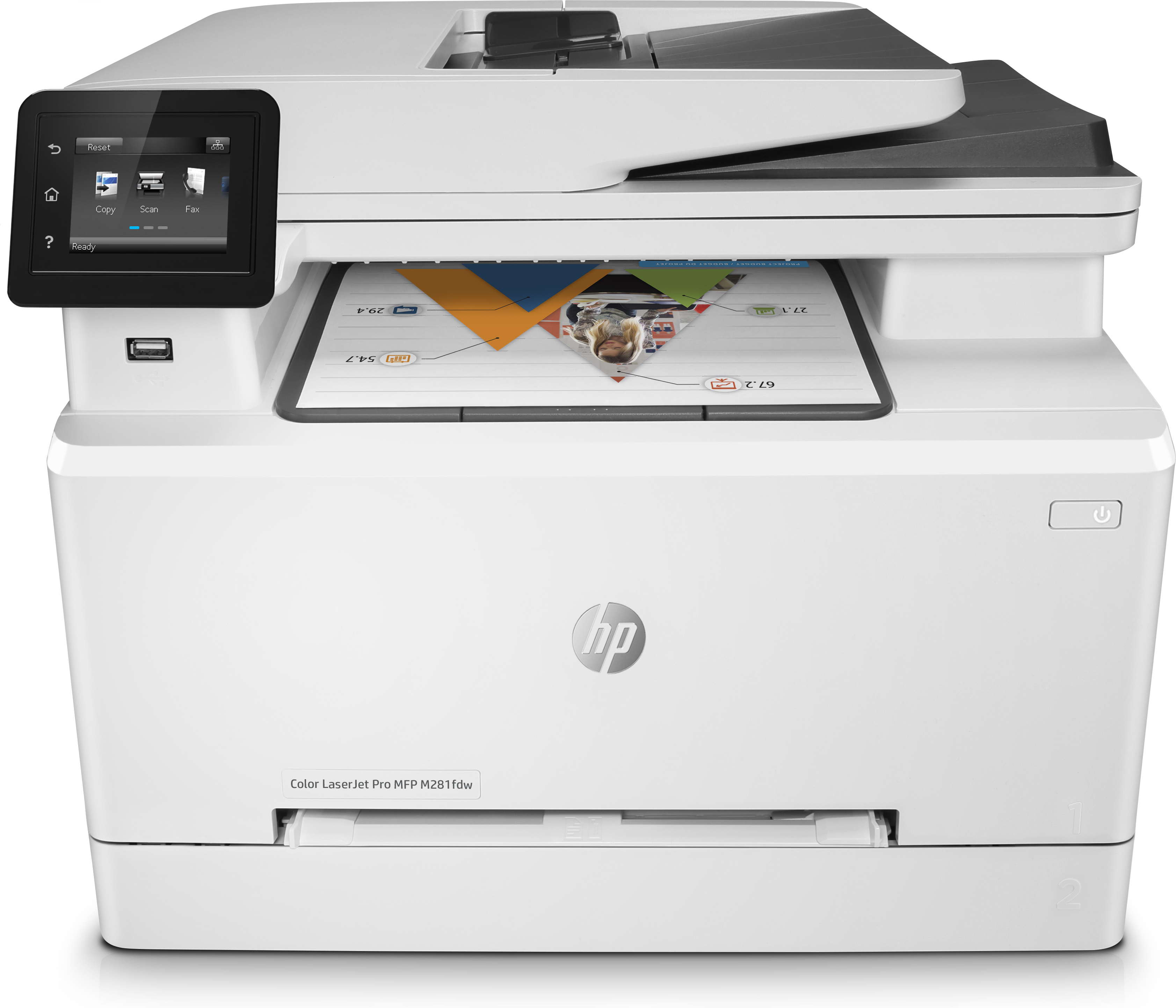 HP Multifunktionsdrucker LaserJet Pro MFP M281fdw, Farblaser (T6B82A#B19), Multifunktionsdrucker, WLAN, Weiß 