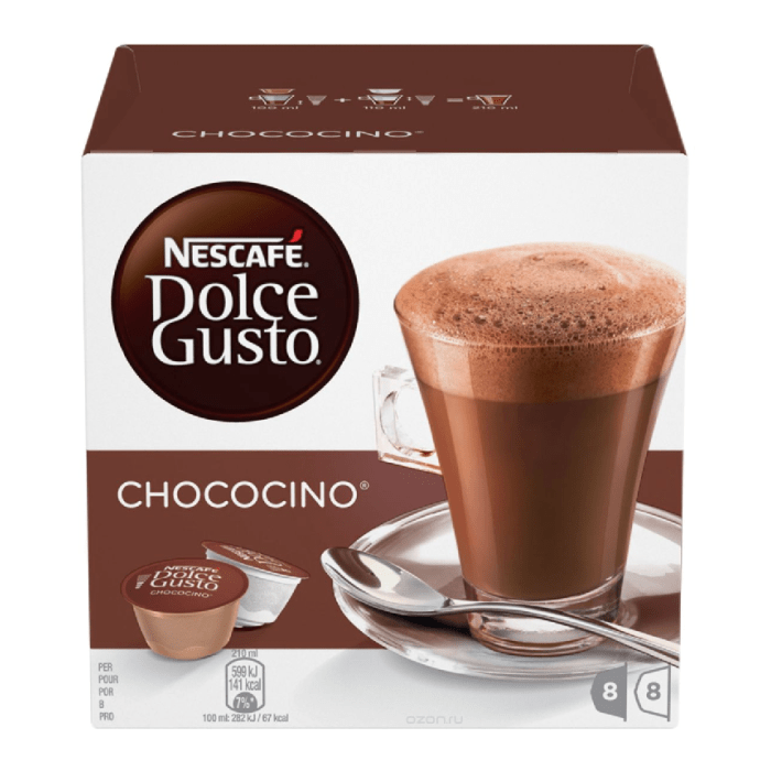 Café En Monodosis chococino nescafé dolce gusto 16 uds. 270 gr. cápsulas chococcino estuche 8 unidades de cacao leche 338