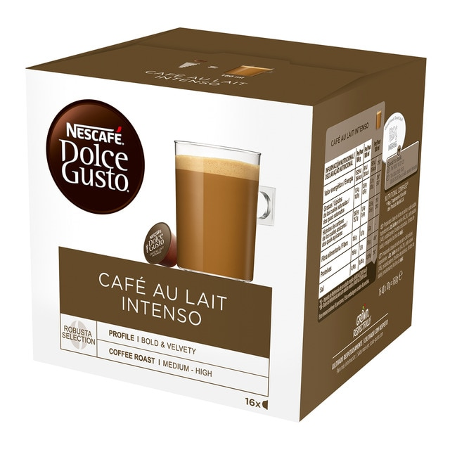 Café Con Leche intenso en nescafé 16 uds. dolce gusto estuche robusta monodosis pack de para tazas au