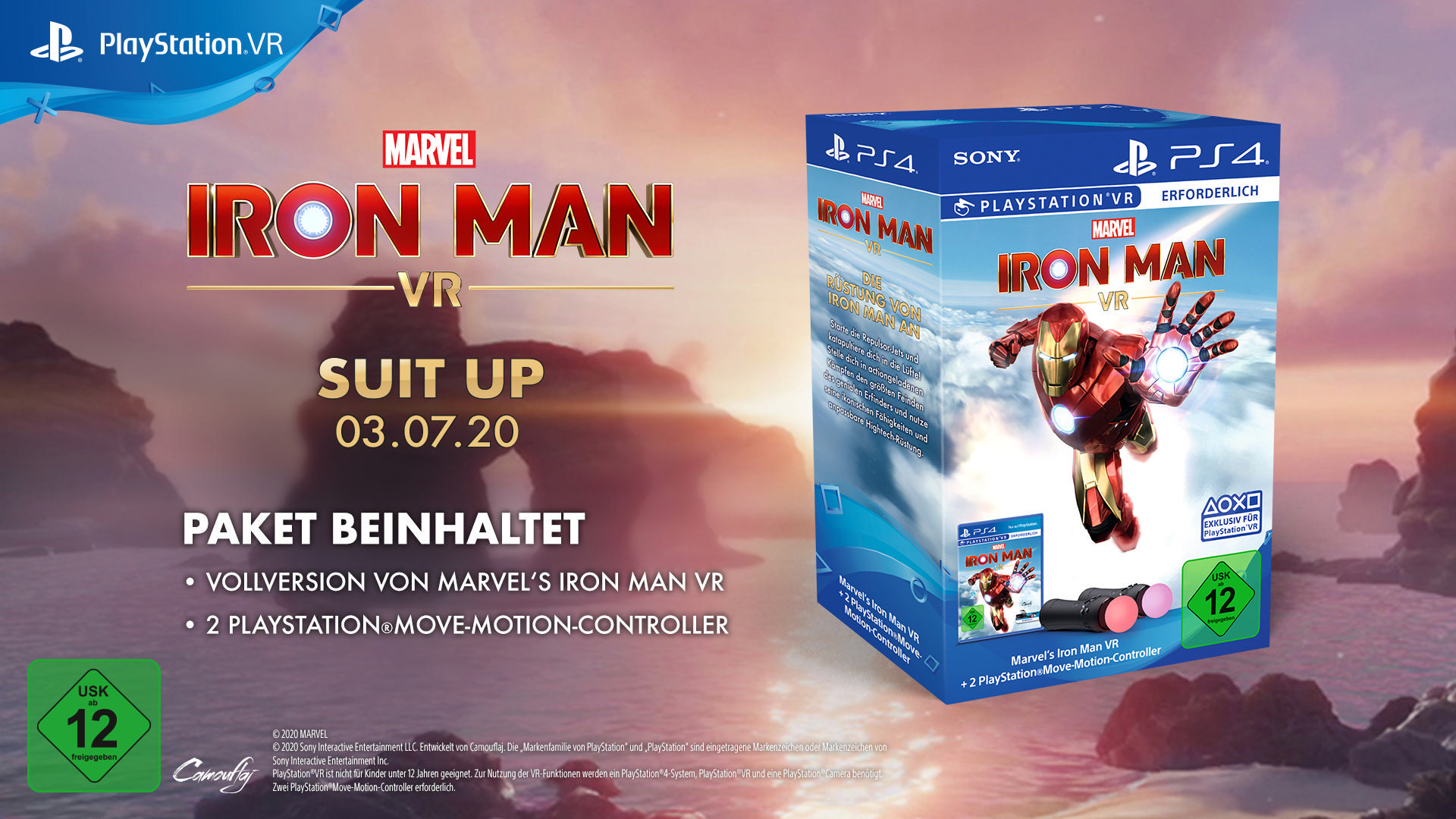 SONY Marvel’s Iron Man VR PLAYSTATION® MOVE CONTROLLER BUNDLE Schwarz für PlayStation 4