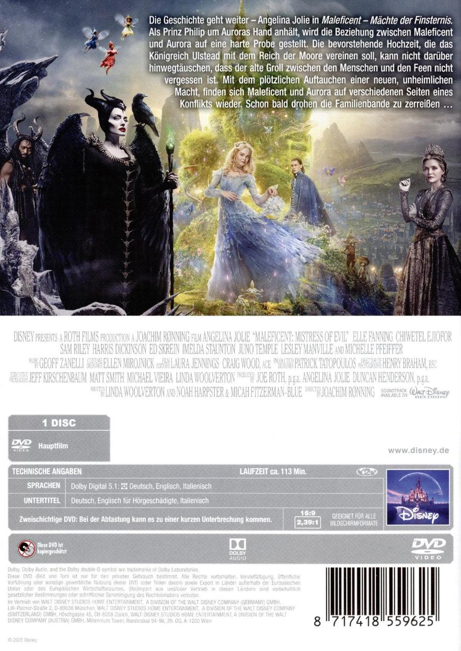 Maleficent DVD-Cover. Der Filmtitel steht oben.