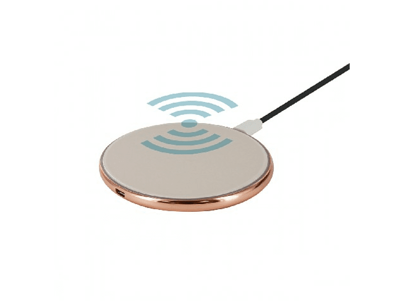 Cargador inalámbrico - Muvit base de carga Qi, 5W/7.5W/10W/15W, Espejo oro