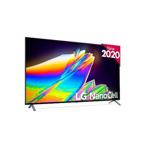 Un televisor LG Nanocell sobre un fondo blanco, con una etiqueta nueva de 2020.