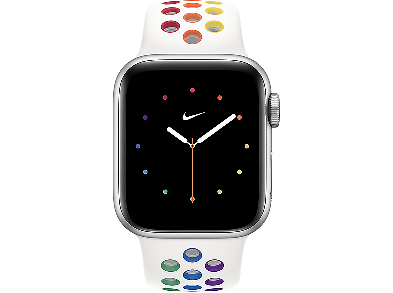 Apple Watch Nike SE 44mm GPS Aluminiumgehäuse silber mit Nike Sportarmband Pride Edition