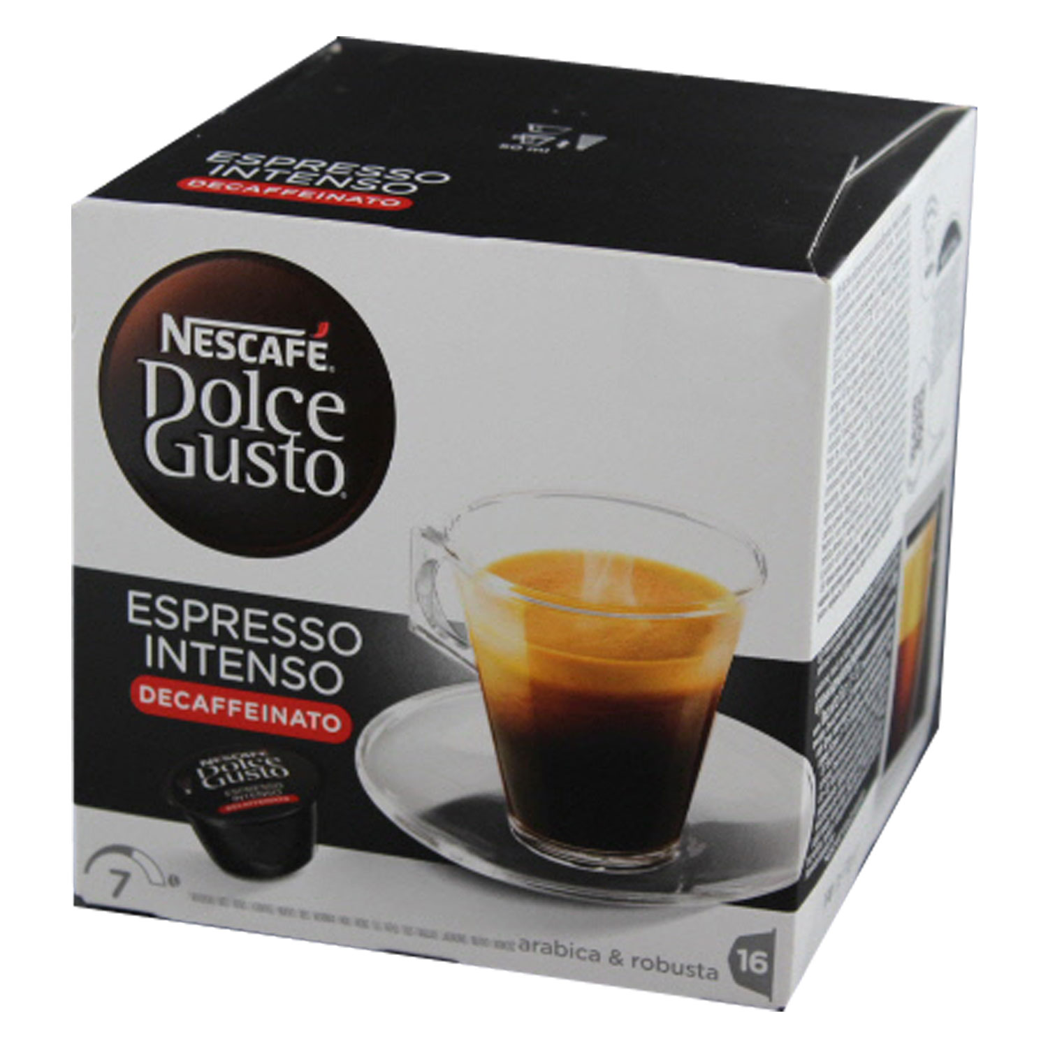 Monodosis Dolce Gusto espresso intenso decaffeinato pack 16 para tazas estuche 7 nescafe café descafeinado y robusta