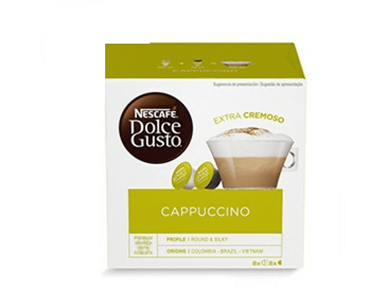 Café Cappuccino En monodois nescafé dolce gusto 16 uds. 1864 capuccino estuche 8 de leche premium y robusta colombia brasil 8+8