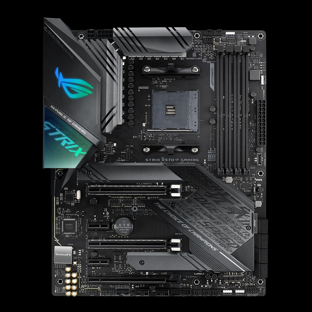 Tarjeta gráfica - ASUS ROG Strix X570-F Gaming, 128 GB DDR4, Zócalo AM4, Aura Sync RGB, Refrigeración completa