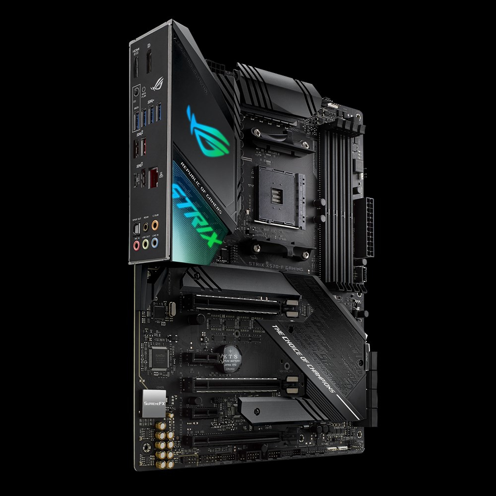 Tarjeta gráfica - ASUS ROG Strix X570-F Gaming, 128 GB DDR4, Zócalo AM4, Aura Sync RGB, Refrigeración completa