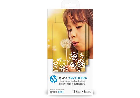 Cartuchos y papel fotográfico - HP Sprocket Studio: 80 hojas/10 x 15 cm (4 x 6 pulgadas)