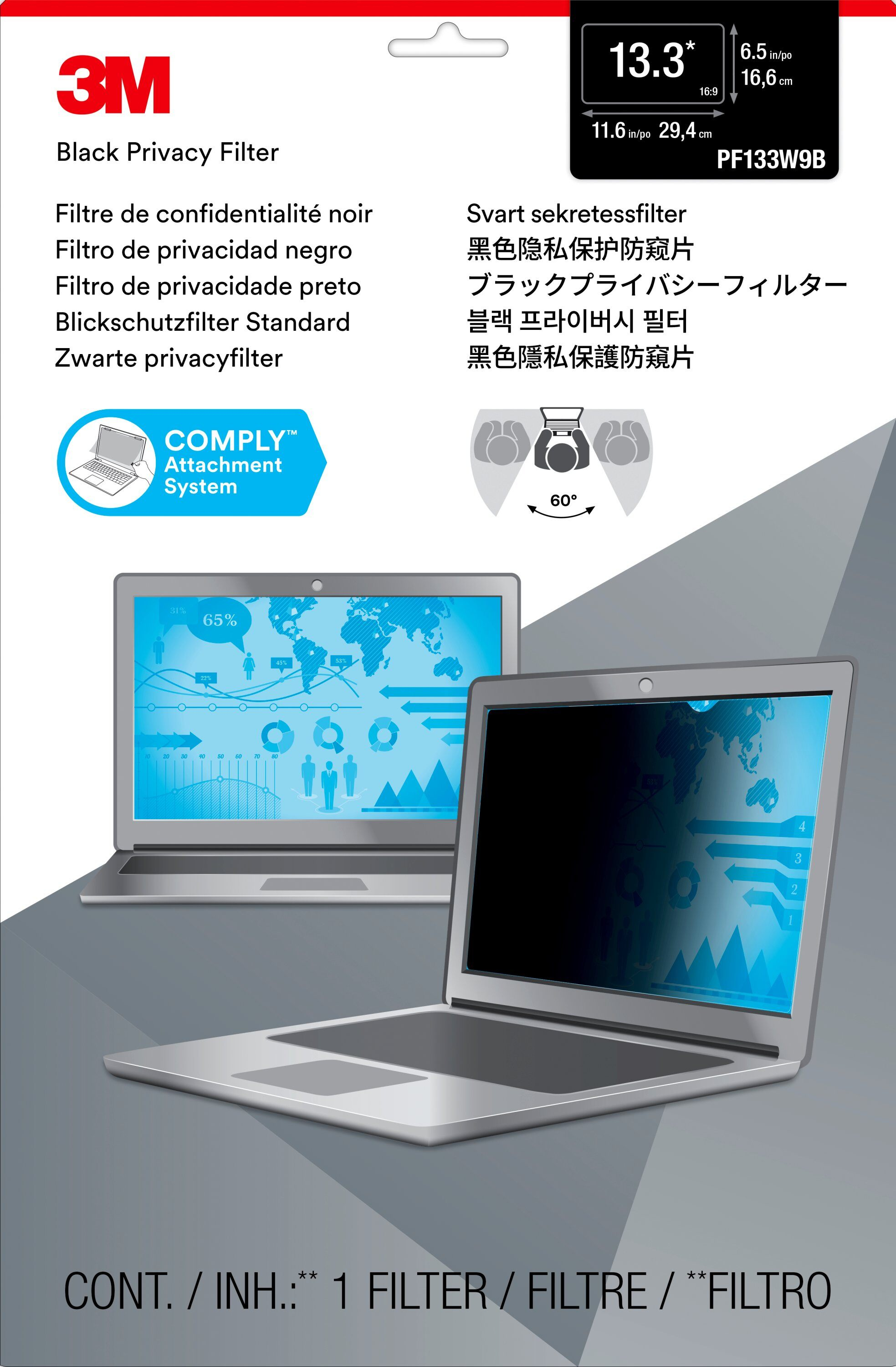 3M 13.3 Netbook Gizlilik Ekran Filtresi (16:9 Format)