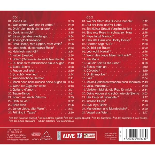 CD mit Titelliste. Text ist auf Deutsch. Es sind 25 Titel auf dem Album aufgeführt.