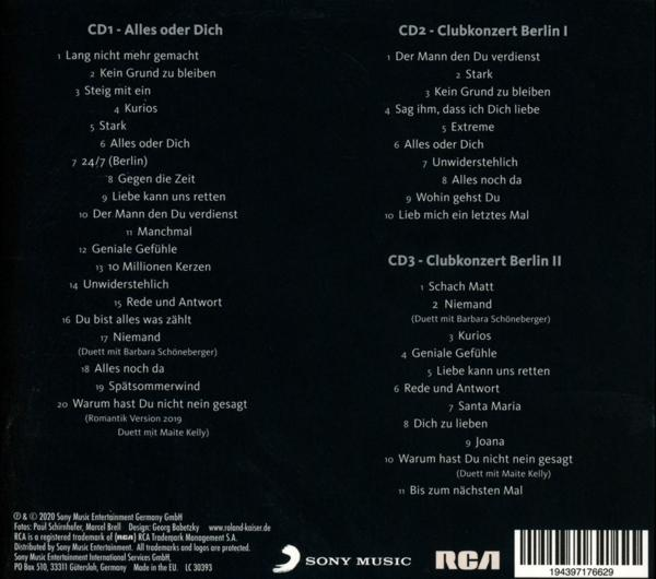 Rückseite einer CD-Hülle mit deutschem Text, Auflistung der Songtitel.