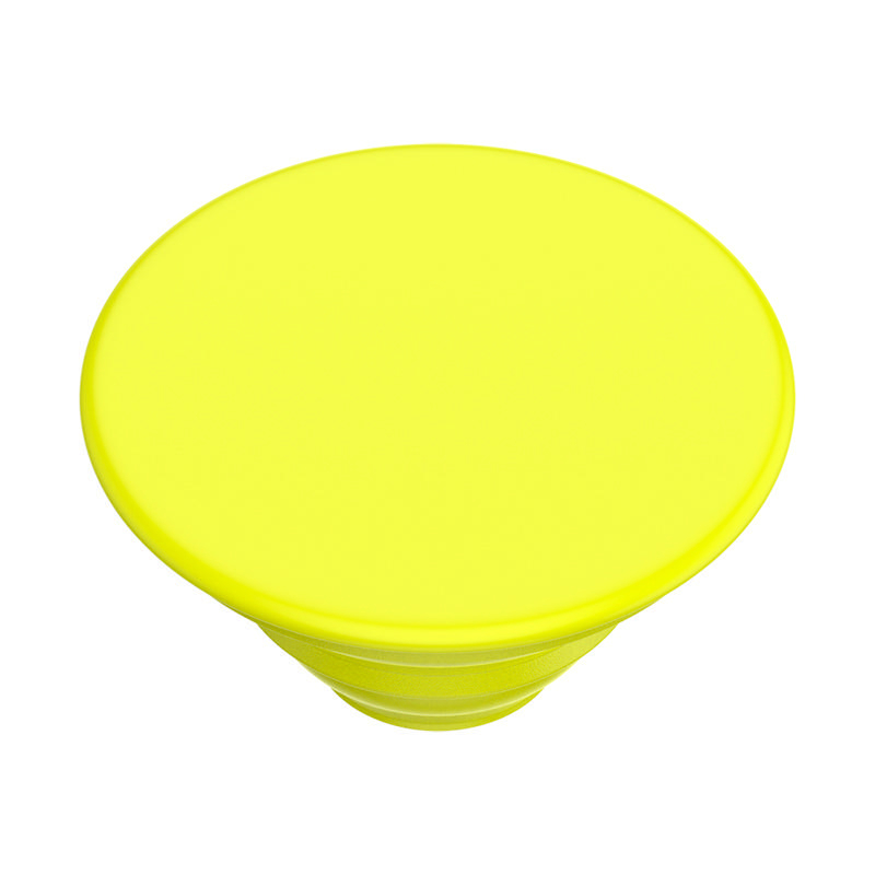 Hellgelber PopSocket, runde Form, mit gerillter Basis, isoliert.