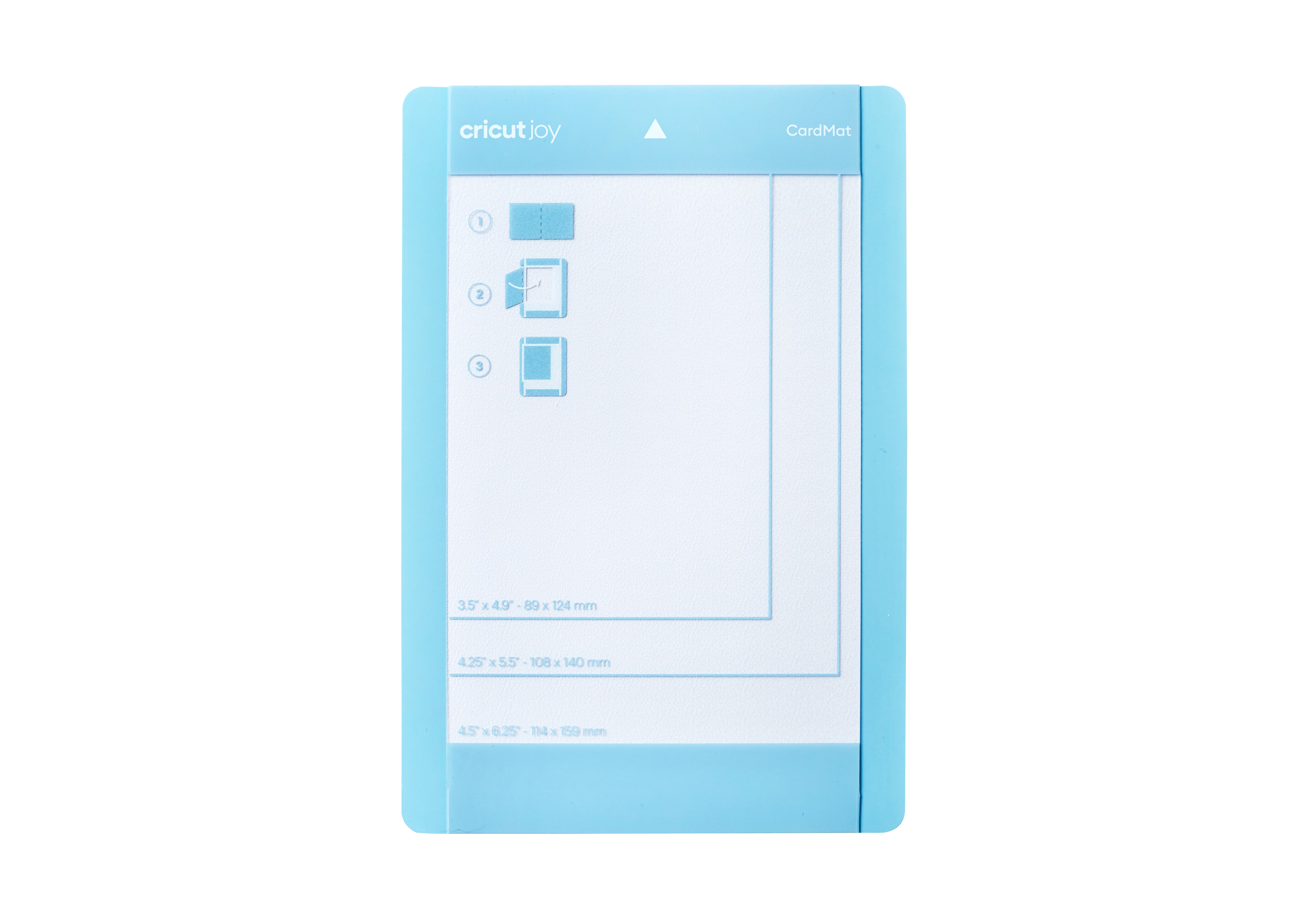 Hellblaues Cricut Joy CardMat auf weißem Hintergrund.