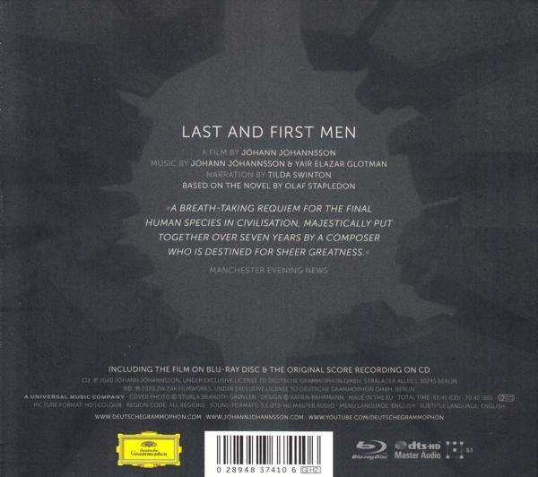 Az 'Last and First Men' album borítója szöveges részletekkel és logókkal.