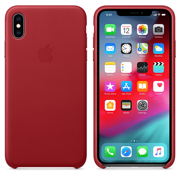 Funda - APPLE funda Leather Case, MVFX2ZM/A para el iPhone XS Max, Piel, Rojo PRODUCT(RED)