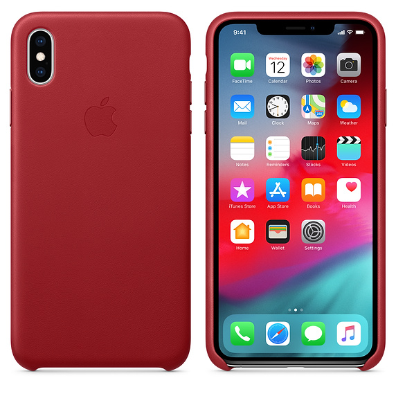 Funda - APPLE funda Leather Case, MVFX2ZM/A para el iPhone XS Max, Piel, Rojo PRODUCT(RED)