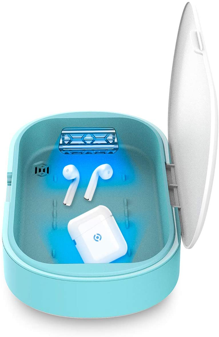 Esterilizador - Celly ProSterilizer, Para móviles o mascarillas, Rayos UV-C, Aromaterapia, Turquesa