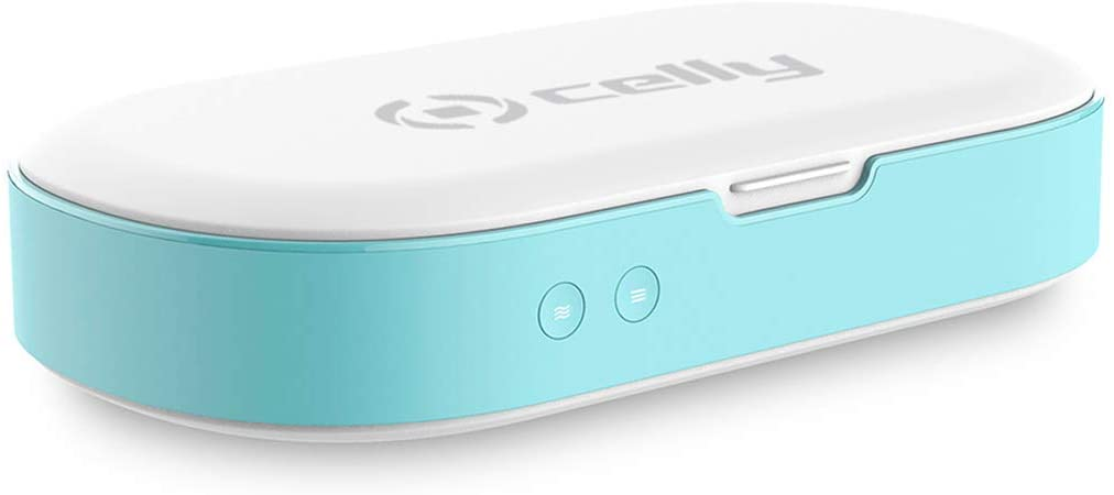 Esterilizador - Celly ProSterilizer, Para móviles o mascarillas, Rayos UV-C, Aromaterapia, Turquesa