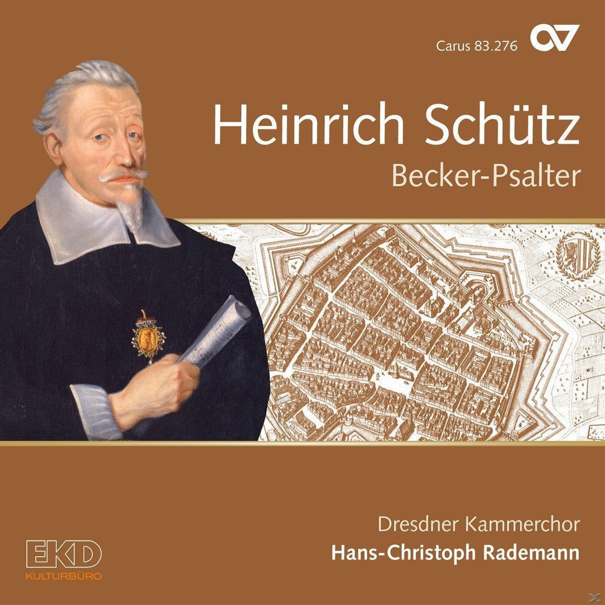Albumcover mit Porträt von Heinrich Schütz und Karte.