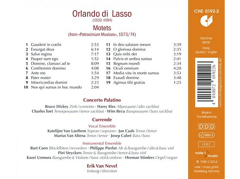 Thumbnail - Concerto Palatino - Motetten Aus Patrocinium Musices, 1573/74 (CD)