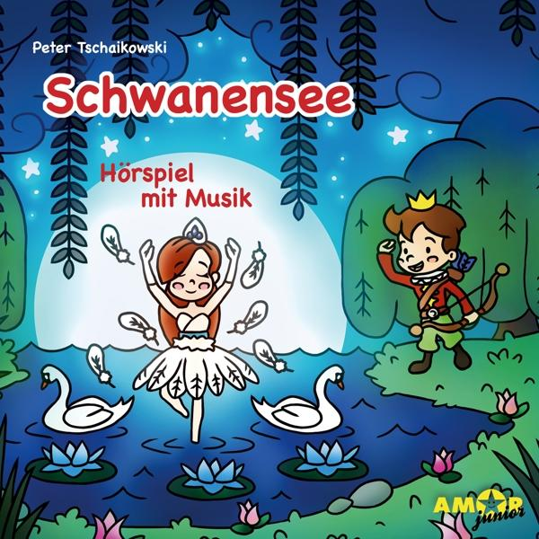 Cover für Schwanensee, mit Illustration von Tänzern, Schwänen und einem Prinzen.