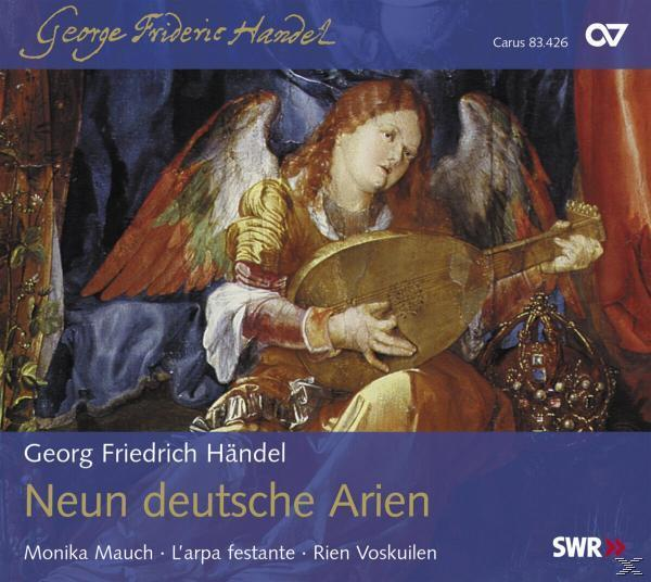 Albumcover mit einer Frau, die eine Laute spielt. Titel: Neun deutsche Arien.