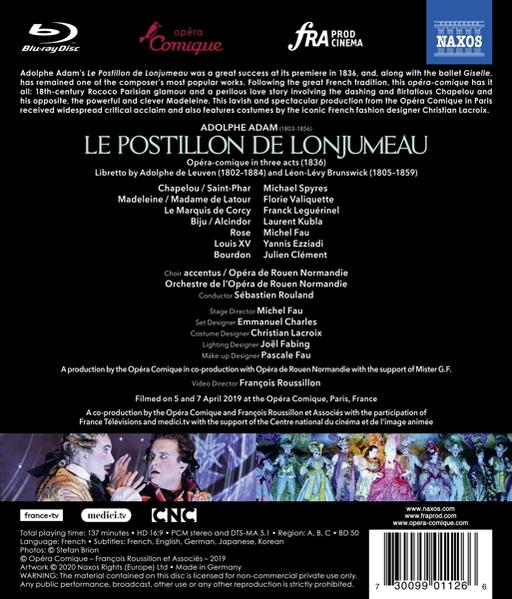 Blu-ray-Disc-Cover für 'Le Postillon de Lonjumeau'. Enthält Text, Bilder von Personen und ein Logo.