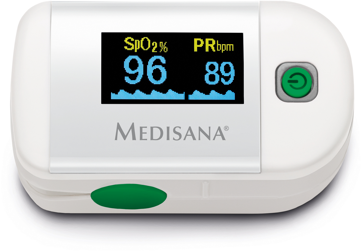 Medisana polsoximeter met SpO2 96% en PR 89.