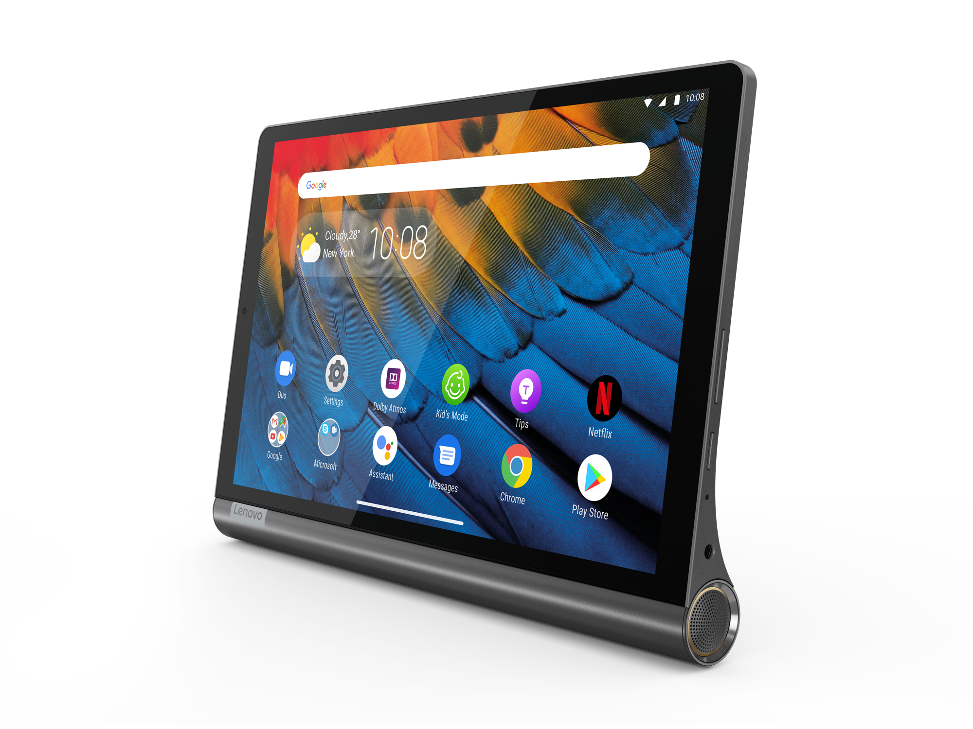 Siyah bir arka plan üzerinde bir Lenovo tableti.