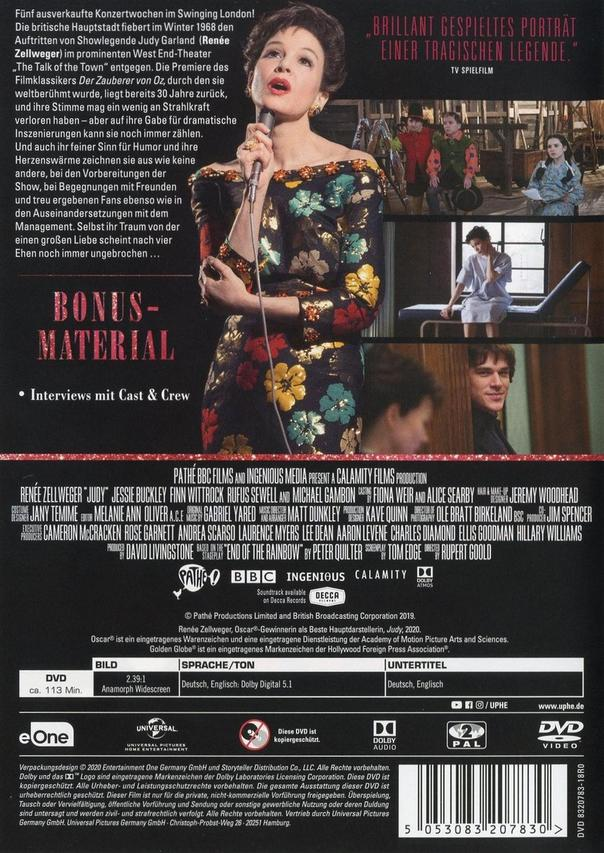 DVD-Cover mit Judy Garland. Bild von Garland in einem Kleid. Text und Cast-Details sichtbar.