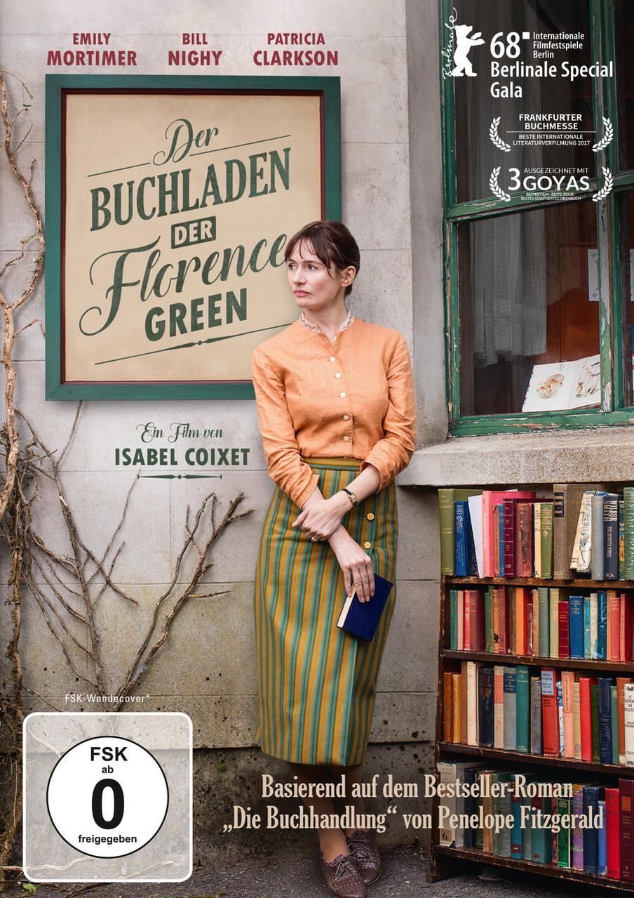 Filmposter: Frau vor einer Buchhandlung, Text auf Deutsch, Film von Isabel Coixet.