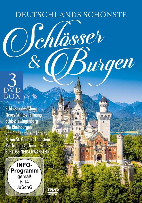 DVD-Cover. Burg auf einem Berg, Text: Deutschlands Schönste Schlösser & Burgen.