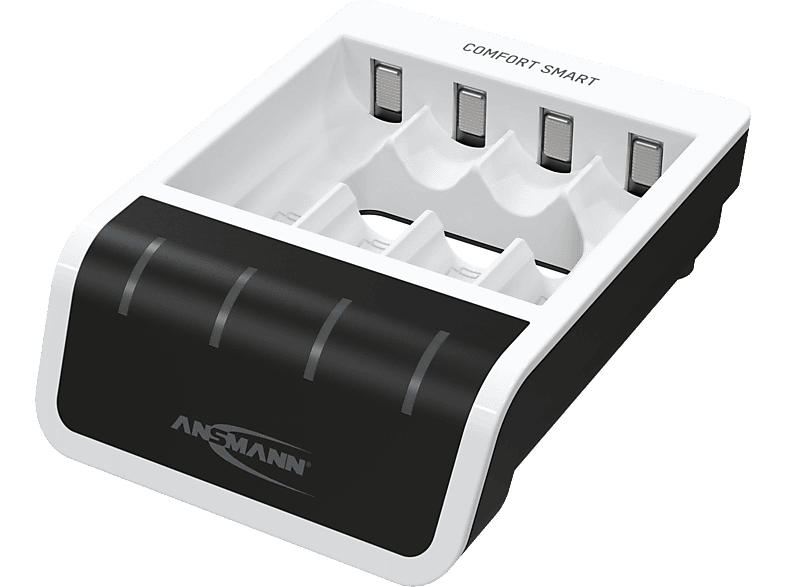 ANSMANN Comfort Smart Ladegerät Universal Ladestrom AAA: 400mA (1-4), AA: 800mA weiß/ schwarz