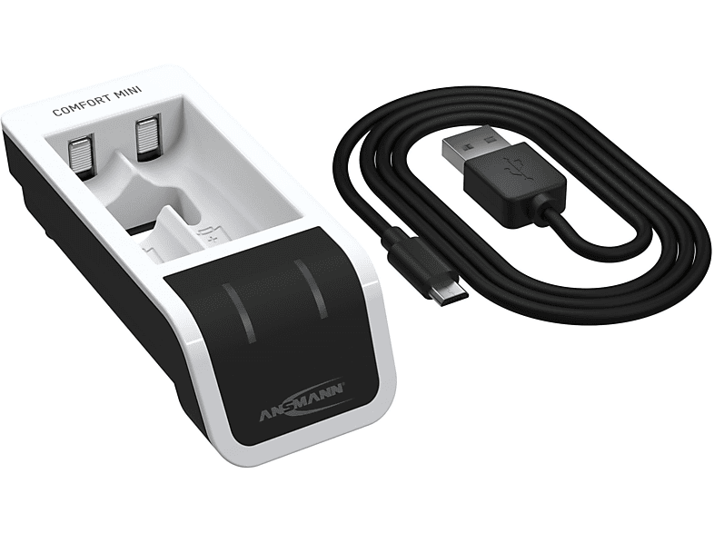 ANSMANN Comfort Mini Ladegerät Universal Ladestrom AAA: 400mA (1-2), AA: 800mA weiß/ schwarz