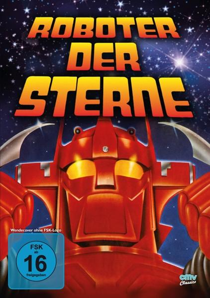 DVD-Cover für 'Roboter der Sterne'. Roter Roboter mit Sternen und Titeltext.