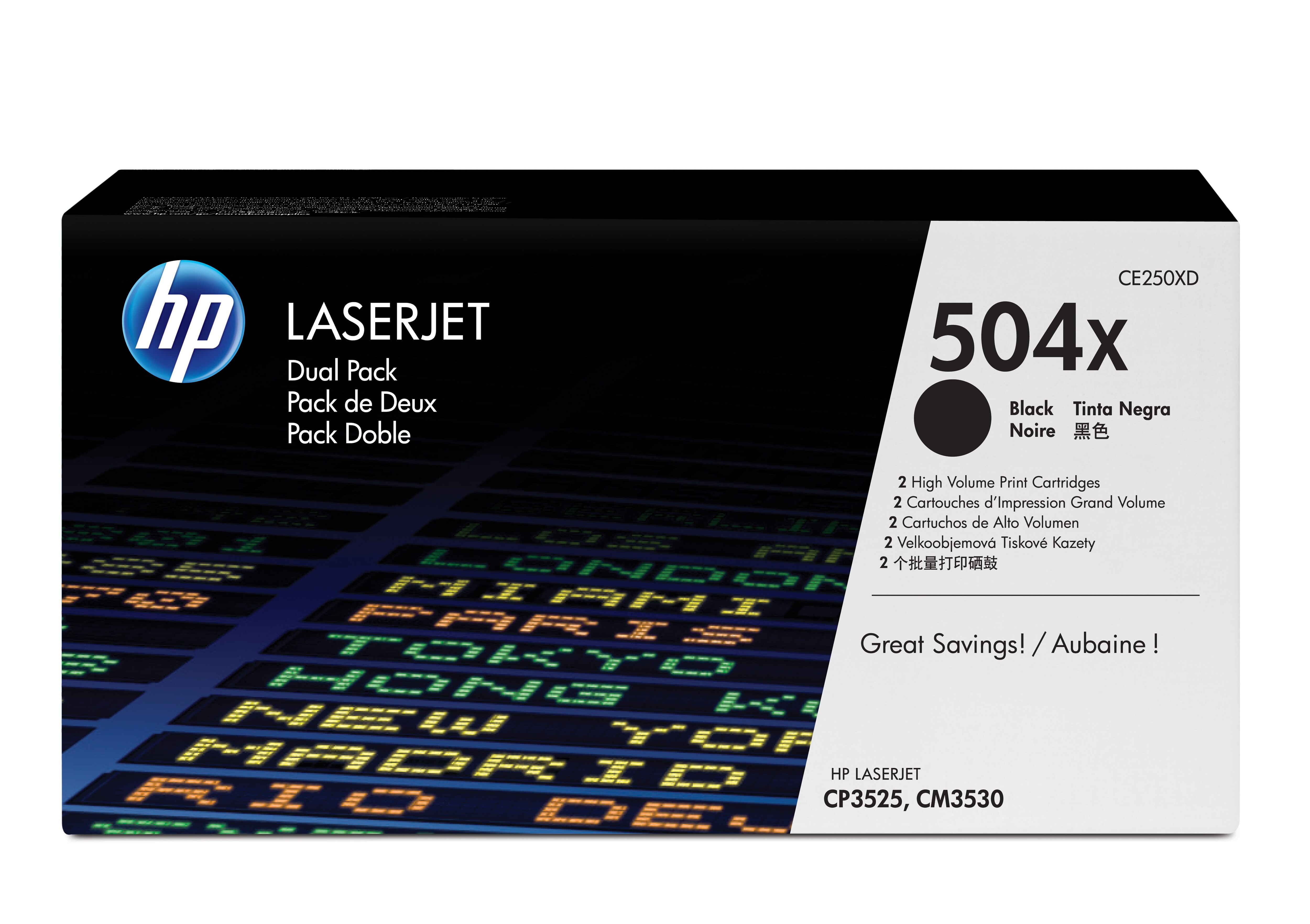 HP 504X - Paquete de 2 - Alto rendimiento - negro - original - LaserJet