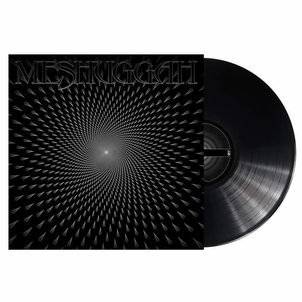 Fekete bakelit lemezborító, MESHUGGAH zenekar nevével fehér betűkkel.
