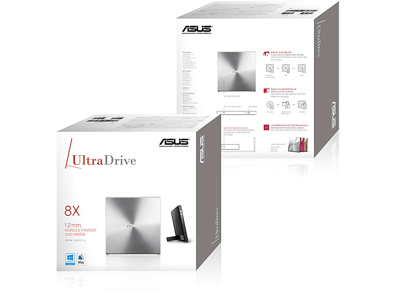 ASUS SDRW-08U5S-U USB2.0 DVD Yazıcı Gümüş_1