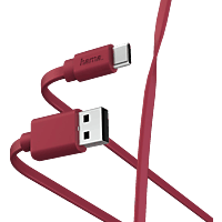 HAMA 187230 Lade-/Datenkabel "Flat", USB-A - USB-C, 1 m, Rot