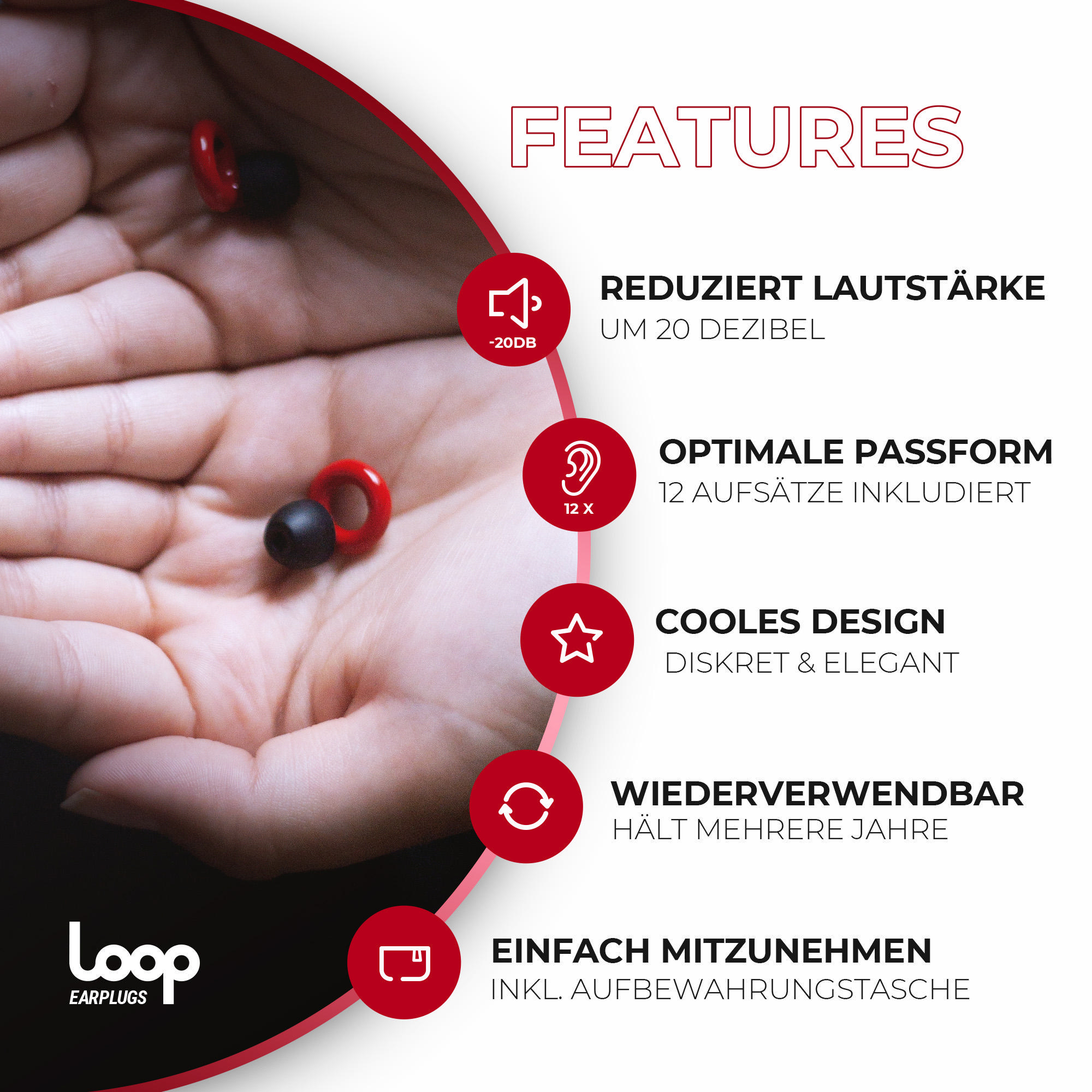 LOOP Earplugs In-Ear 20dB Filter Gehörschutz